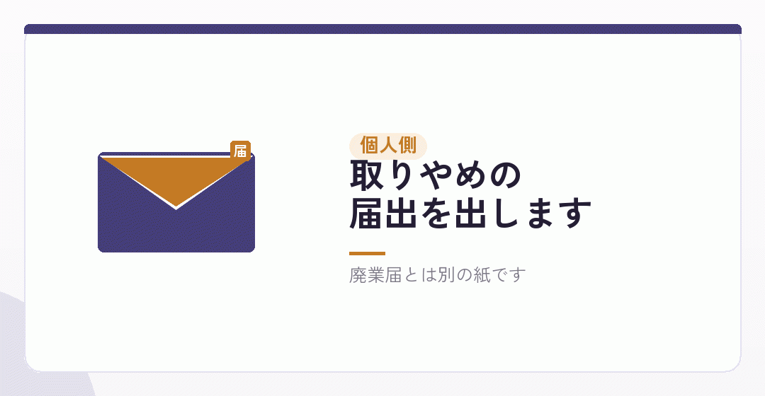 個人側で出す「所得税の青色申告の取りやめ届出書」を表したイラスト