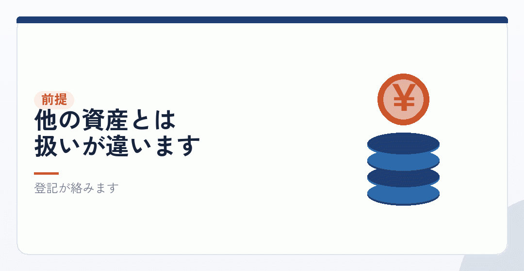 不動産だけ、移すコストが桁違いを表したイラスト
