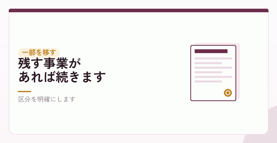 複数の事業のうち一つだけ移す形を表したイラスト