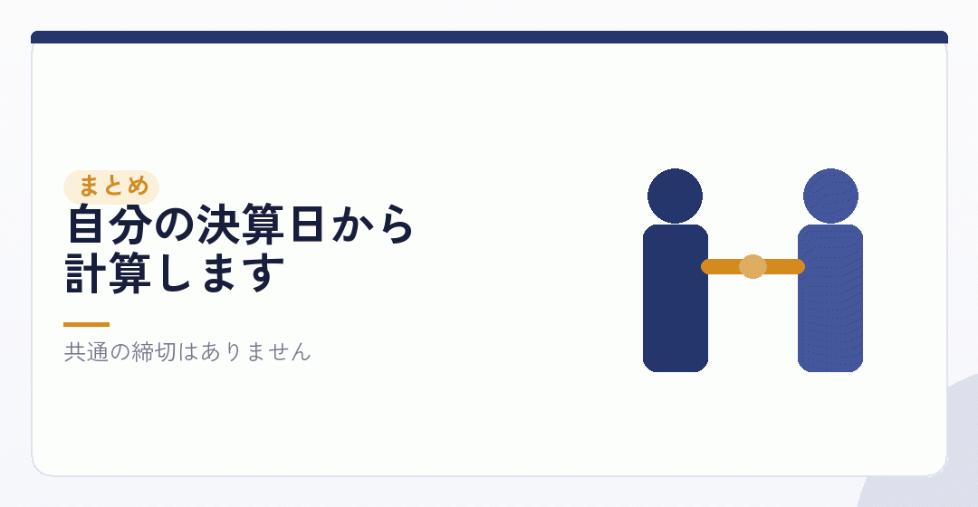 まとめ|決算日を起点に、後ろから組むを表したイラスト