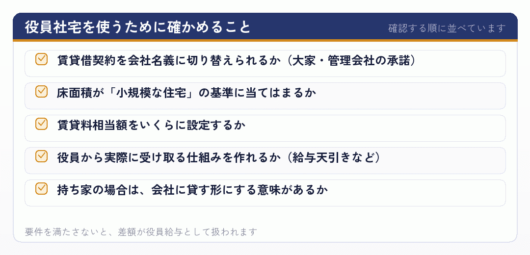 役員社宅を使うために確かめること