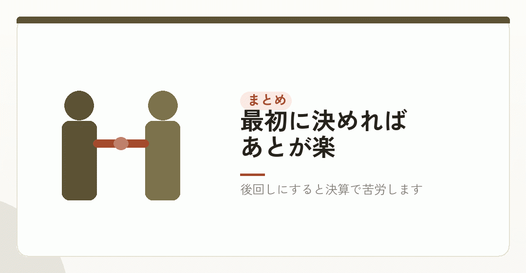 まとめ|会社設立の直後に、仕組みを決めてしまうを表したイラスト