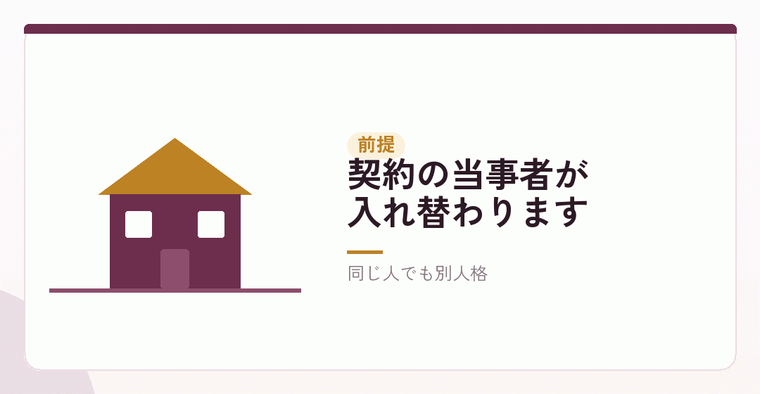 借りている人が、個人から法人に変わるを表したイラスト