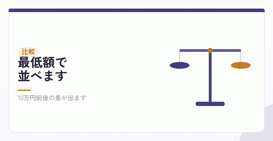 実費を並べて比べるを表したイラスト