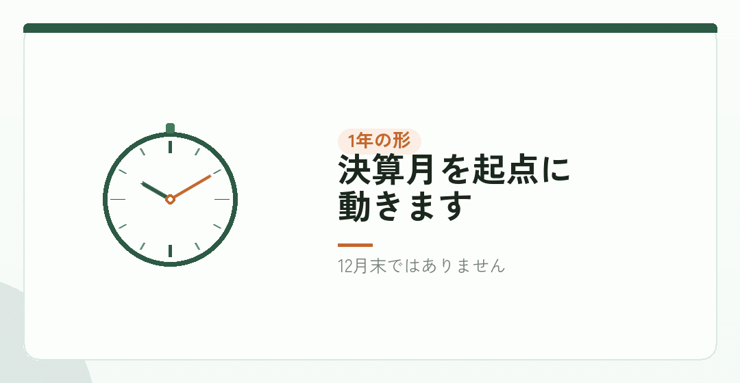 個人事業主の1年と、法人の1年は形が違うを表したイラスト