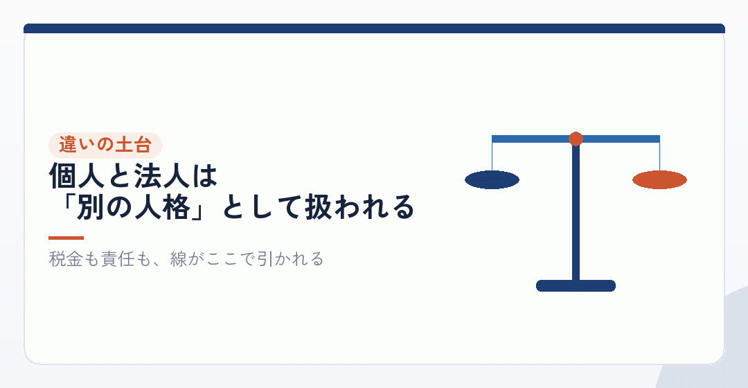 会社設立と個人事業主は、制度としてどこが違うのかを表したイラスト