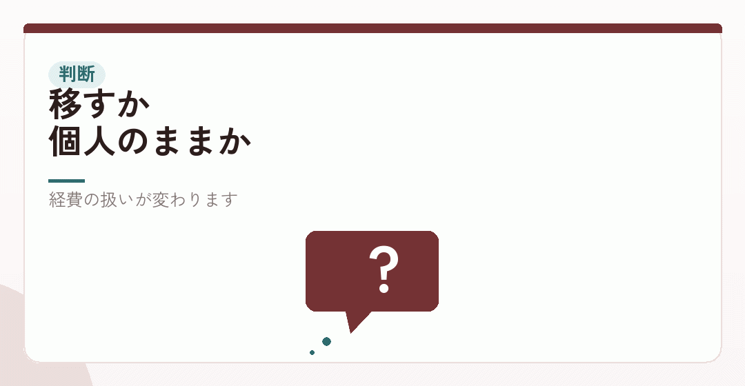 車を法人に移すかどうかを、先に決めるを表したイラスト