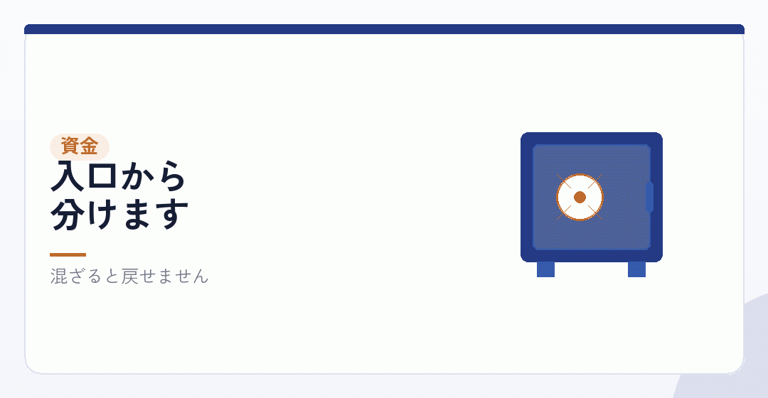 口座とカードを分けるを表したイラスト