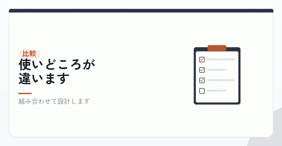 3つの方法を比べるを表したイラスト