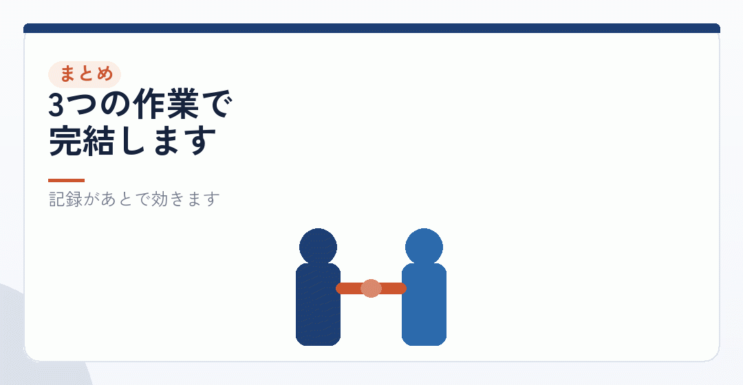 まとめ|棚卸表を作り、価格を決めて、両方に記録するを表したイラスト